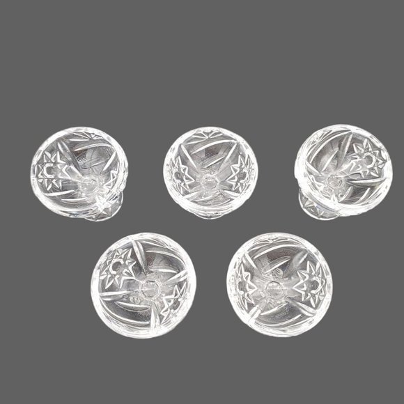 Set of 5 Small Lead Crystal Compote Dishes Ice Cream‎ Mouse Stemmed Glass  VTG - Picture 2 of 7